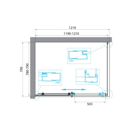 душевой уголок belbagno uno 100×80 uno-195-ah-1-100/80-p-cr профиль хром, стекло рифленое