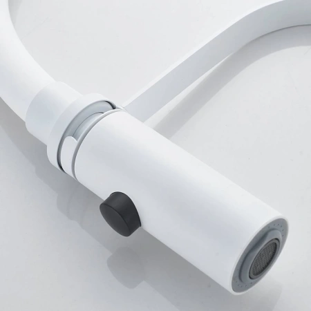 смеситель для кухни shevanik s943c-1 с гибким изливом, белый