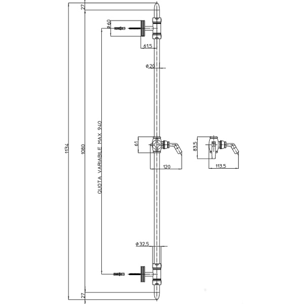 душевая штанга bossini liberty d19000.030 хром