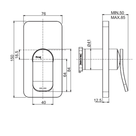 смеситель fima carlo frattini flo f3809e1cr для душа, встраиваемый, хром