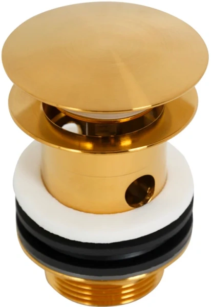 донный клапан cezares eco eco-sat-boro для раковины, с переливом, брашированное золото