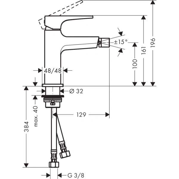 смеситель hansgrohe metropol 32520990 для биде, с донным клапаном, золотой