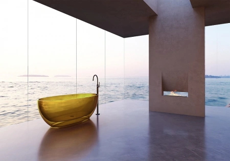 ванна из полиэфирной смолы abber kristall 170х75 at9703amber желтая без гидромассажа