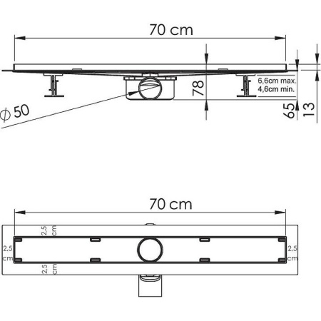 душевой лоток vincea almira-s 70 say.602.70.s.u под плитку
