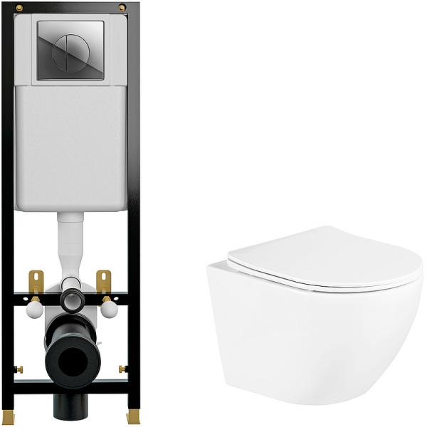 комплект унитаза belbagno uno bb3105chr/sc с инсталляцией cersanit black 35 s-in-black-cg-w с сиденьем микролифт и клавишей смыва хром
