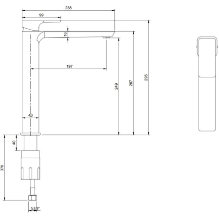 смеситель для раковины без донного клапана villeroy & boch subway 3.0 tvw11200400076