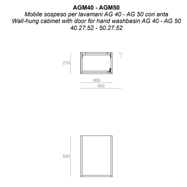 simas simas agile тумба подвесная 40x27xh51 см, для раковины ag40., 1 дверца, цвет: barrique