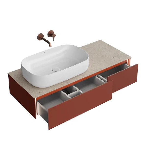 тумба под раковину kerama marazzi magica 120 подвесная, 2 ящика, венецианский красный матовый ma.120.2\vr.m