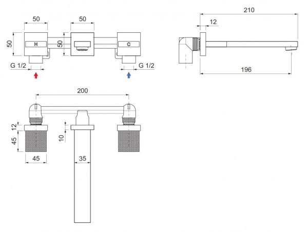 смеситель для раковины cezares prizma prizma-bli3-03/24 золото 24 карат