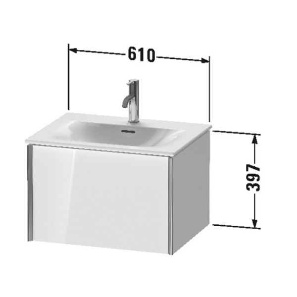duravit viu раковина подвесная с переливом, выпуск с керам покрытием, 1 отв под смес, 63х49см, белая