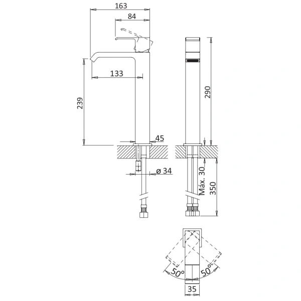 смеситель для раковины cezares porta porta-lc-sr sunrise