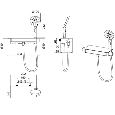 смеситель для душа allen brau fantasy 5.11002-31 термостат , черный матовый