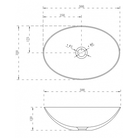 раковина 50x35 см abber stein as2609