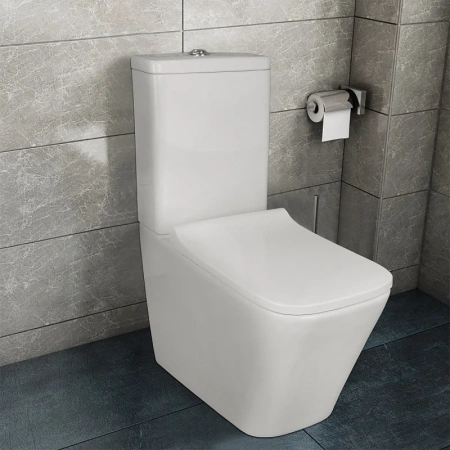 унитаз компакт azario quadro az-2175 uq1 напольный, безободковый, слив "торнадо", с бачком и сиденьем микролифт, 60.5х34х81 см, белый