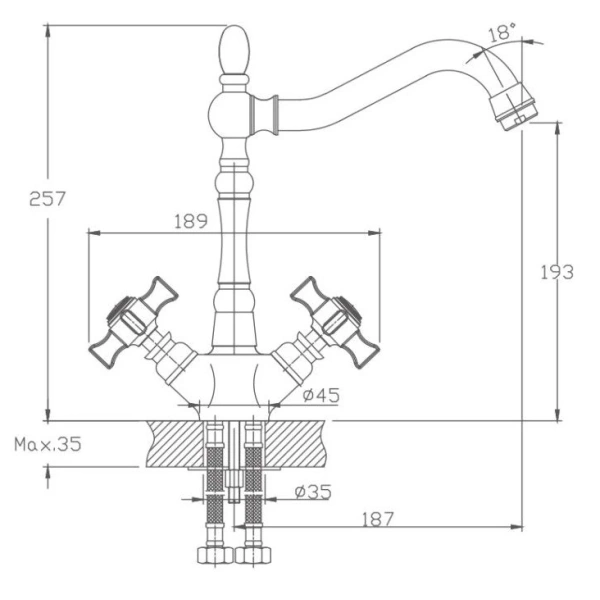 смеситель для кухни haiba hb4324 цвет хром