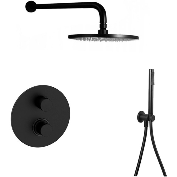 душевой комплект paffoni light kitliq018noking 30 см, черный матовый