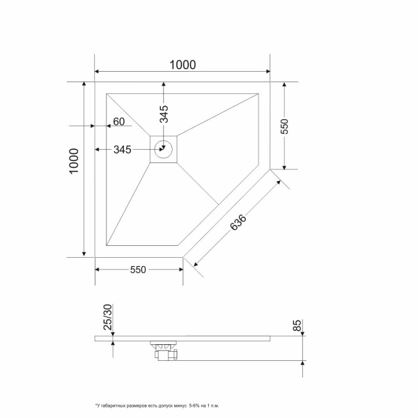 душевой поддон из искусственного камня rgw stone tray st/t-g 100×100 16155100-02 графит