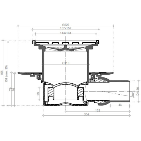 душевой трап 144x144/50 мм pestan confluo standard plate 1 13702556 2 в 1 с основой под плитку
