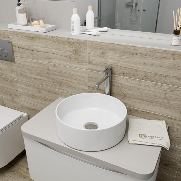раковина накладная point виктория 41 pn43063 круглая, белая