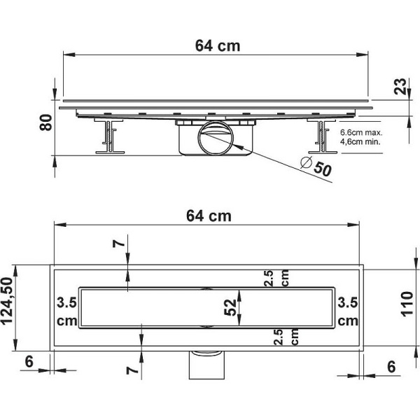 душевой лоток vincea anzer 60 say.72.2.60.stn с решеткой сатин