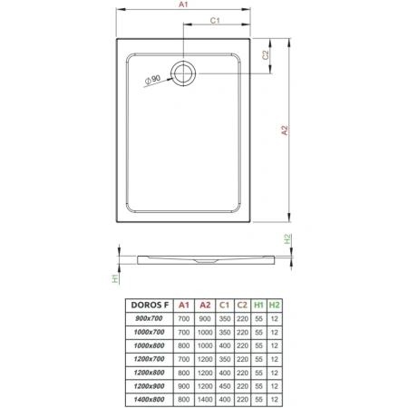 душевой поддон 120×80 см radaway doros f stone anthracite sdrf1280-01-64s