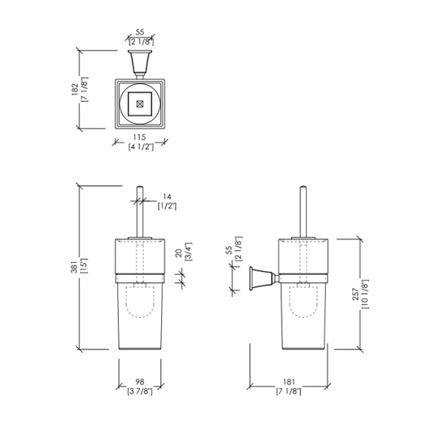 Devon&Devon Time Ёршик для унитаза подвесной, золото