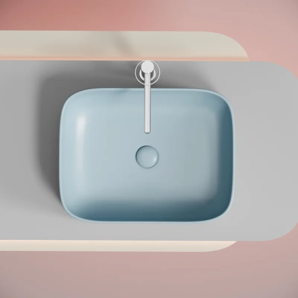 раковина ceramicanova element cn6052ml накладная, 50.5x38 см, голубая матовая