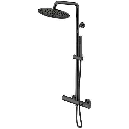 Душевая стойка Gattoni Circle Two KIT/TS60NO термостат без излива, черный матовый