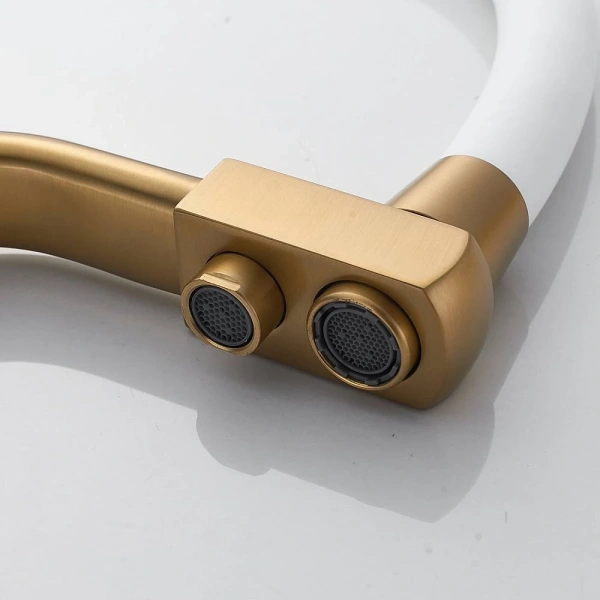 смеситель для кухни shevanik s968g с подключением к фильтру, гибким изливом, золотой матовый