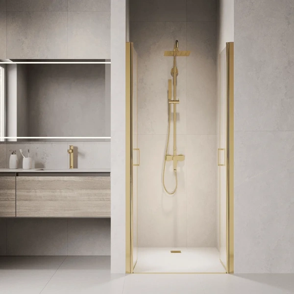 душевая дверь в нишу rgw passage pa-104-gb 120 см, профиль золотой, стекло прозрачное