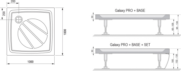 душевой поддон из искусственного камня ravak perseus pro 100×100 xa03aa01010 белый