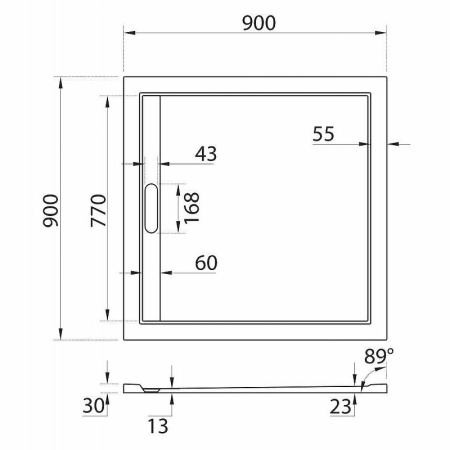 душевой поддон из искусственного камня cezares tray as 90x90 tray-as-a-90-30-w белый