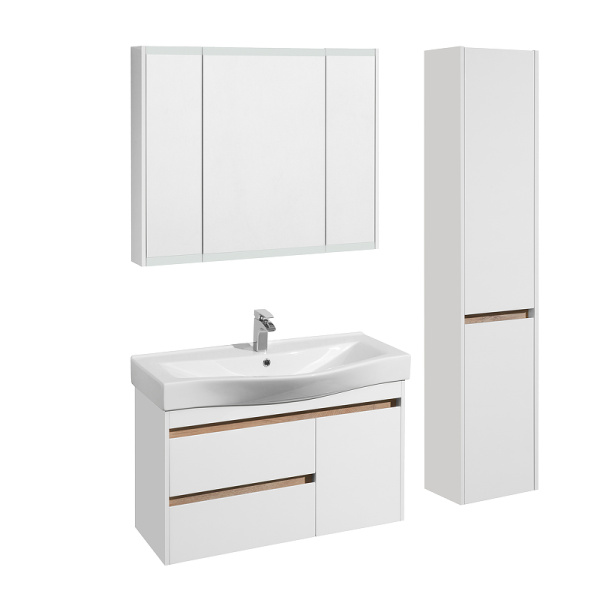 тумба под раковину aquaton нортон 100 1a249001nt010 подвесная белая глянцевая