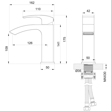 смеситель для раковины wonzon & woghand fit ww-88139009-bgm темный графит матовый