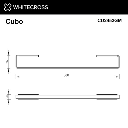 полотенцедержатель 60 см whitecross cubo cu2452gm оружейная сталь