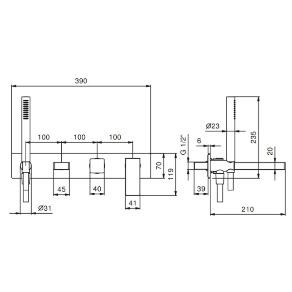 смеситель для ванны fantini mint 34 02 f721b