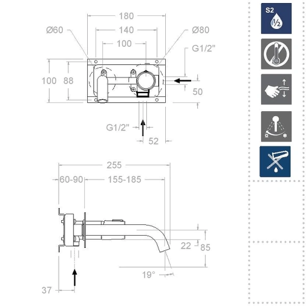 смеситель для раковины ramonsoler tzar 342101 хром