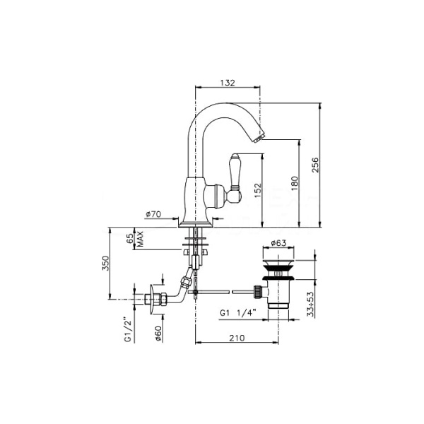nicolazzi nicolazzi petit mont blanc смеситель для раковины, 1 отв., цвет: bronze plated