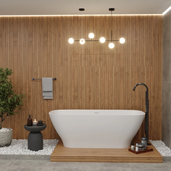 ванна whitecross clover 0220.170072.200 отдельностоящая, композит, 170х72 см, перелив по центру, белая матовая