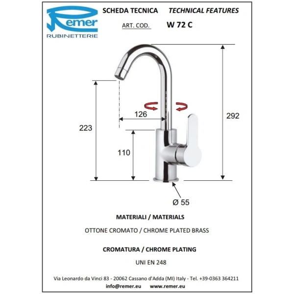 смеситель для кухни remer winner w72c