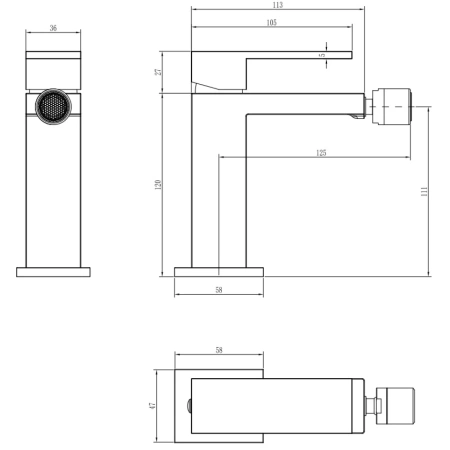 смеситель boheme qubic 476-br для биде, без донного клапана, бронза