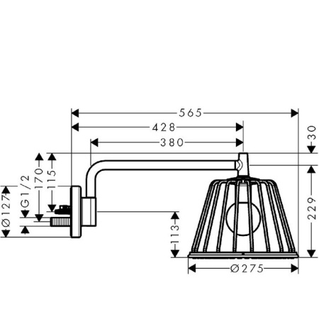 верхний душ axor lampshower 26031340 шлифованный черный хром