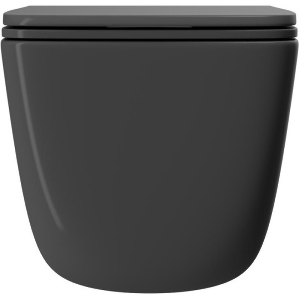 унитаз подвесной point меркурий pn41831gm безободковый, графит, сиденье дюропласт, микролифт, быстросъемное