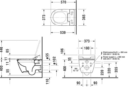 унитаз подвесной duravit darling new sensowash 2563590000, без сиденья, цвет белый.