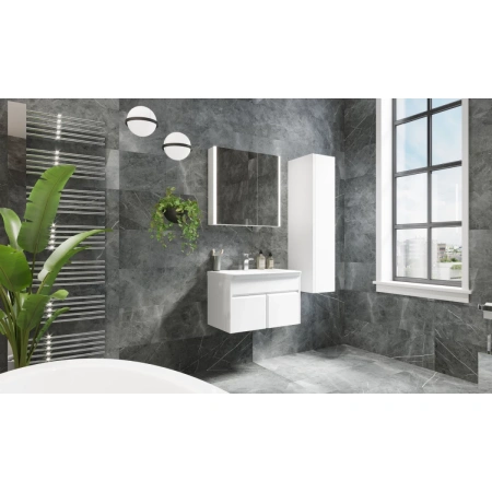 тумба с раковиной белый глянец 80 см roca up zru9303012 + 327470000