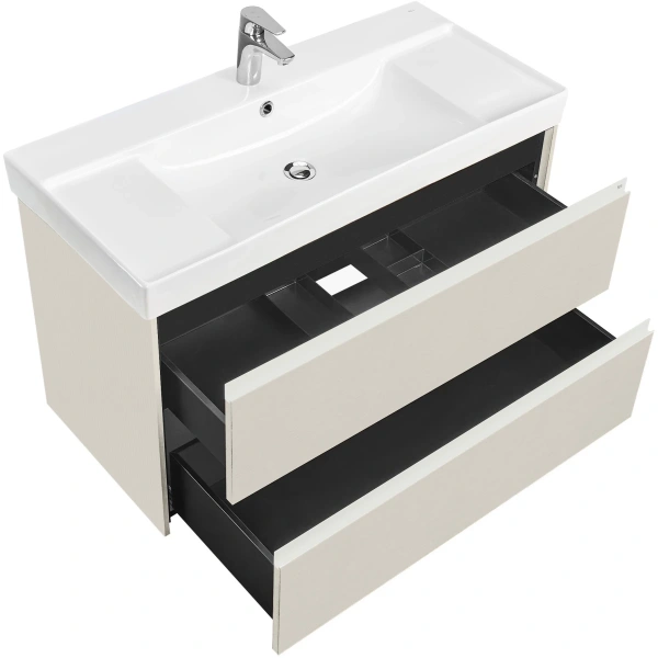 тумба под раковину roca ona zru9308356 98,5 см, подвесная, слоновая кость матовый