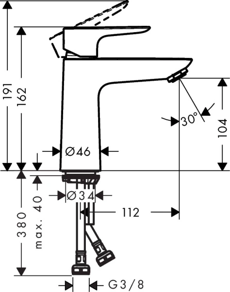 смеситель для раковины без донного клапана hansgrohe talis e 71712340