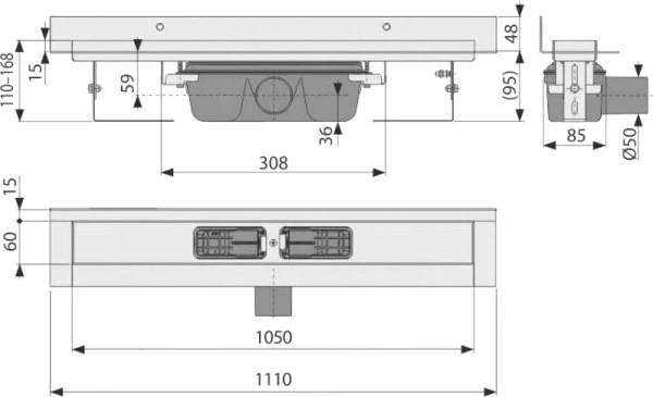 душевой лоток alcaplast apz16-1050 без решетки