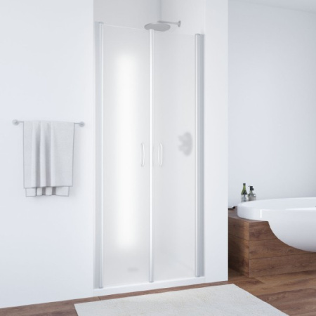 дверь для душевой кабины в нишу vegas glass e2p 70 07 10 профиль матовый хром, стекло сатин