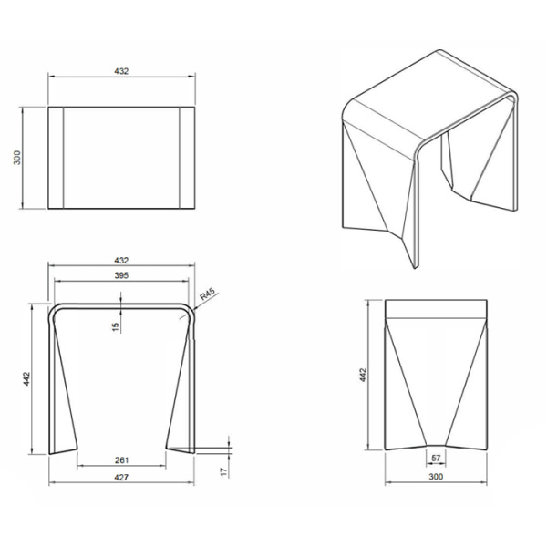 табурет отдельностоящий knief solid surface 70301020 из полимерного материала, цвет: turmalin # 020